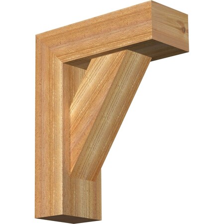 Ekena Millwork Traditional Block Rough Sawn Bracket w/ Offset Brace, Western Red Cedar, 6"W x 16"D x 20"H BKT0604X16X20TRA05RWR